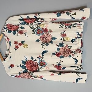 Loft Floral Top Long Sleeve Size XS Comfy‎ Cottagecore Coastal Preppy New